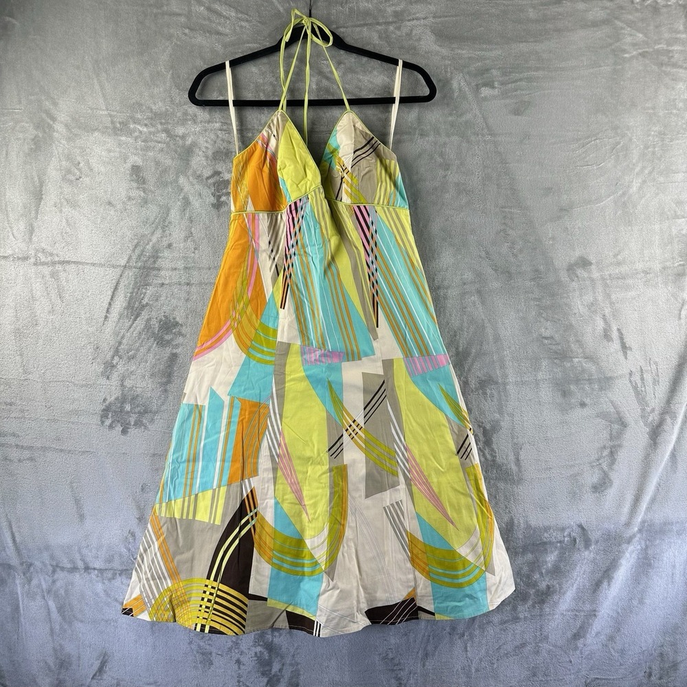 Notice Halter Dress Women's 8 Bright Abstract Geometric Print